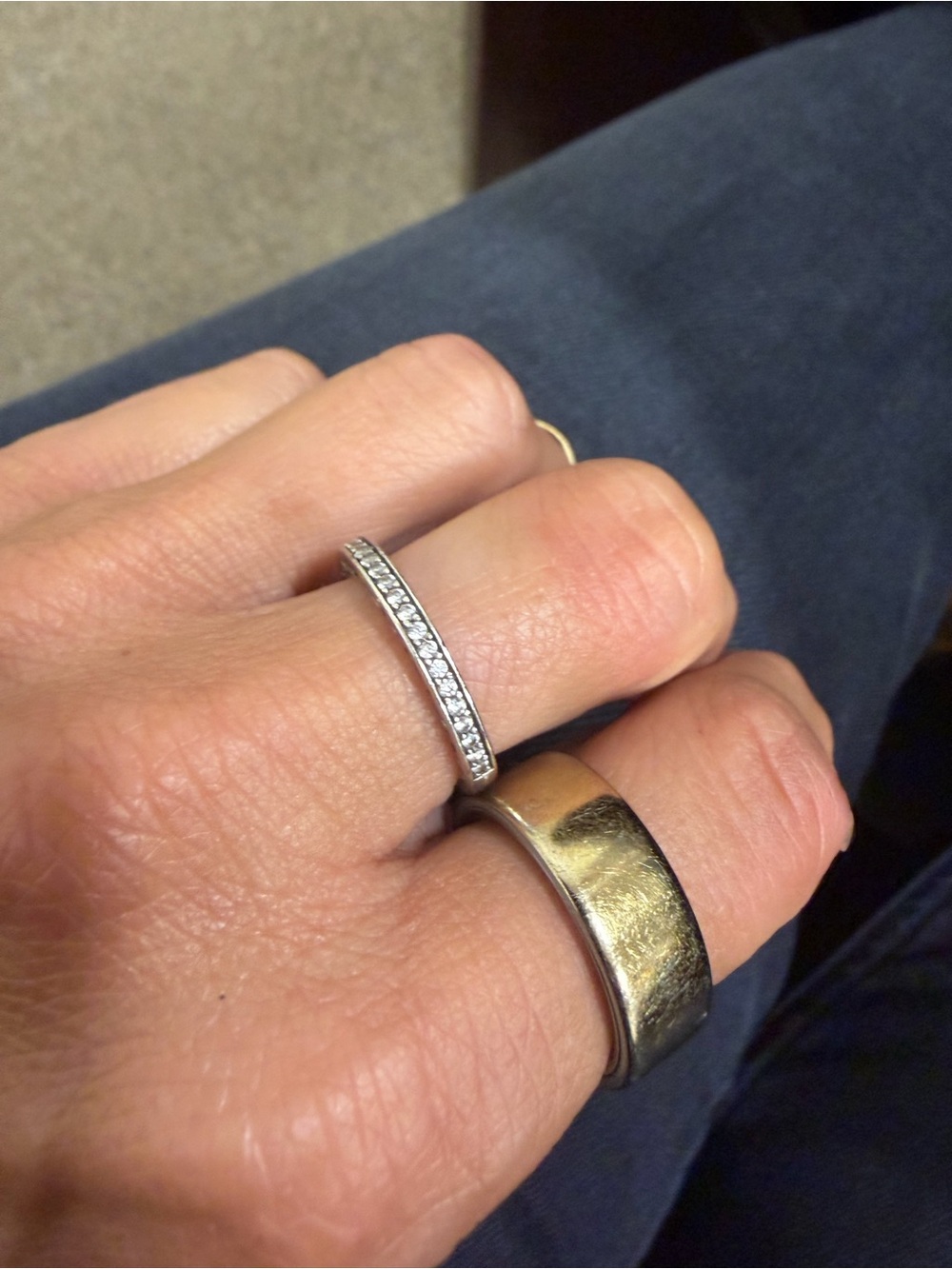 925 Sterling Silver Pavé Stackable Band Ring size 7